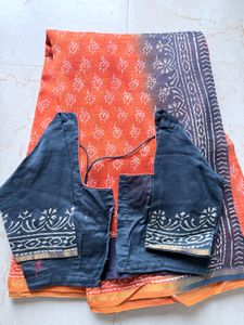 Orange Printed Dupatta