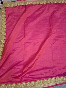 Pink Saree with Gold Embroidery