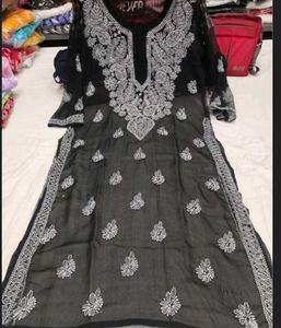 Embroidered Black Kurta