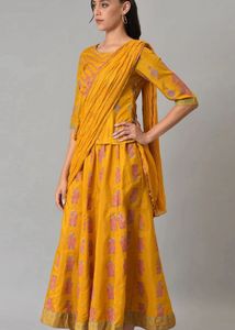 Elegant Mustard Ethnic Gown
