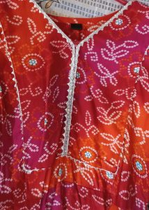 Red Bandhani Print Kurti