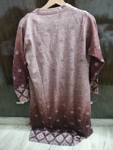 Ethnic Brown Printed Winter Kurta Set