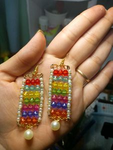 Rainbow Beaded Earrings