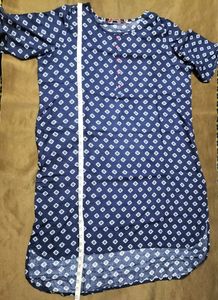 Navy Blue Rayon High Low Kurta
