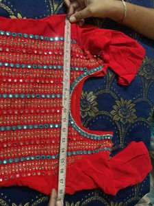 Red Embroidered Kurta Set