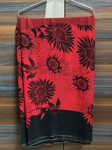 beautiful saree red and black shade flower print
