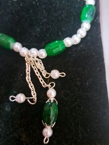 Pearl With Emerald Colour Stone