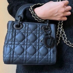Authentic Lady Dior Small Matte Black Bag