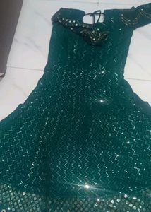 Dark Green  Heavy Gown Fully Worked