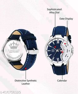 LIMESTONE Day and Date Functioning Leather Strap