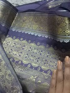 Purple Saree with Gold Border