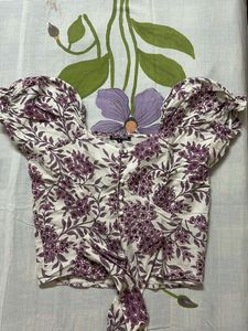 Floral Print Tie-Front Top