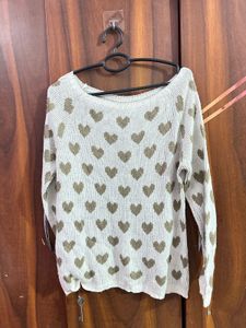Heart Pattern Knit Sweater