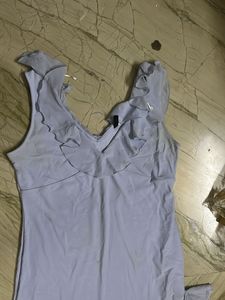Ruffled Light Blue Mini Dress