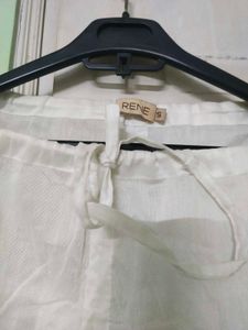 White Cotton Palazzos(Waist-26inches To 34 Inches)