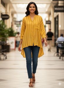 🤩 Mustard Magic! M&S Striped Hi-Low Tunic ☀️