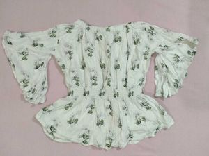 White Cotton Floral Top