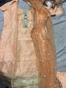 Beautiful Mirror Work Suit With Duppta