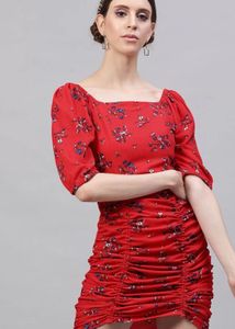 Red Floral Mini Dress