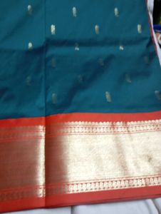 Elegant Teal & Gold Saree