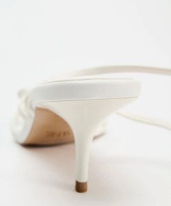 Zara White Elegant Strappy Kitten Heels