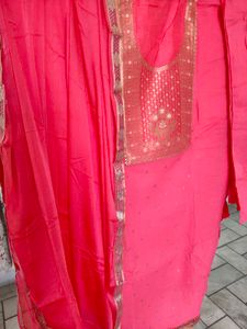 Coral Colour Dress Material