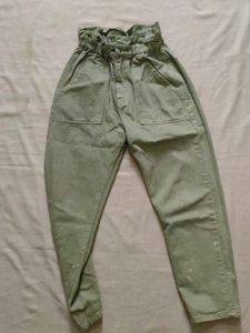 Green Paperbag Waist Pants