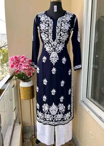 Premium Chikankari Modal Kurti And Palazzo Set 🍂