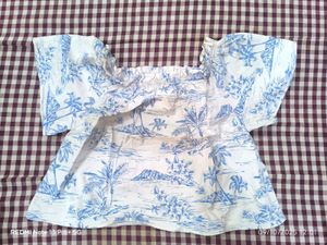 Blue & White Floral Top