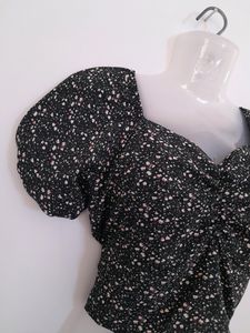 Black Printed Crop Top (Women's)