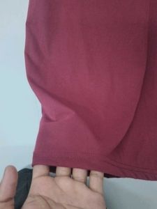 Burgundy Brown T Shirt With Four Button