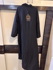 Embellished Black Dress with Attached Jacket