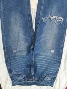 Dark Blue ripped wide leg jeans