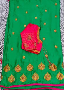 Sea  green colour saree