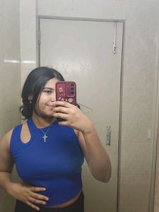 Blue Cut Out Tank Top