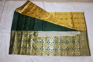 Yellow Silk Saree with Green Border