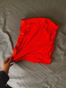 Red Ruched Mini Skirt