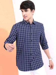 Highlander Men&#39;s Blue Checked Shirt, XL SIZE