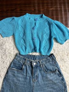 Cute Puffed Sleeves Top