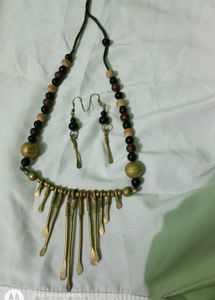 boho dokra necklace with earrings bangle set