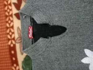 Gray Floral woolen kurta