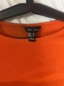 New Look Orange Ribbed Top