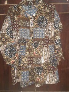 Patchwork Print Button-Up