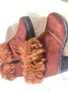 Fuzzy Brown Fur Shoes