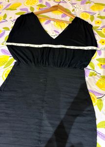 Black Mini Dress - V Neck