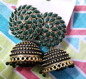 Green Colour Jhumkas