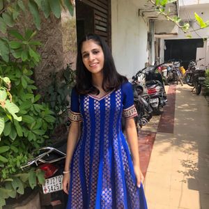 Dark Blue And Golden Anarkali