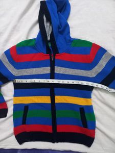11-12 Yrs Boys Hooded Zipper Opening Sweater