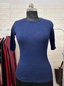 Navy Blue Ribbed Top
