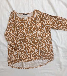 Floral Print Brown Top